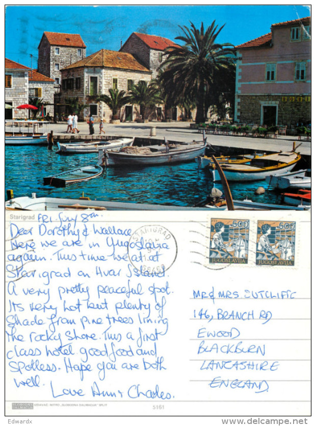 Stari Grad, Croatia Postcard Posted 1988 Stamp - Croatie