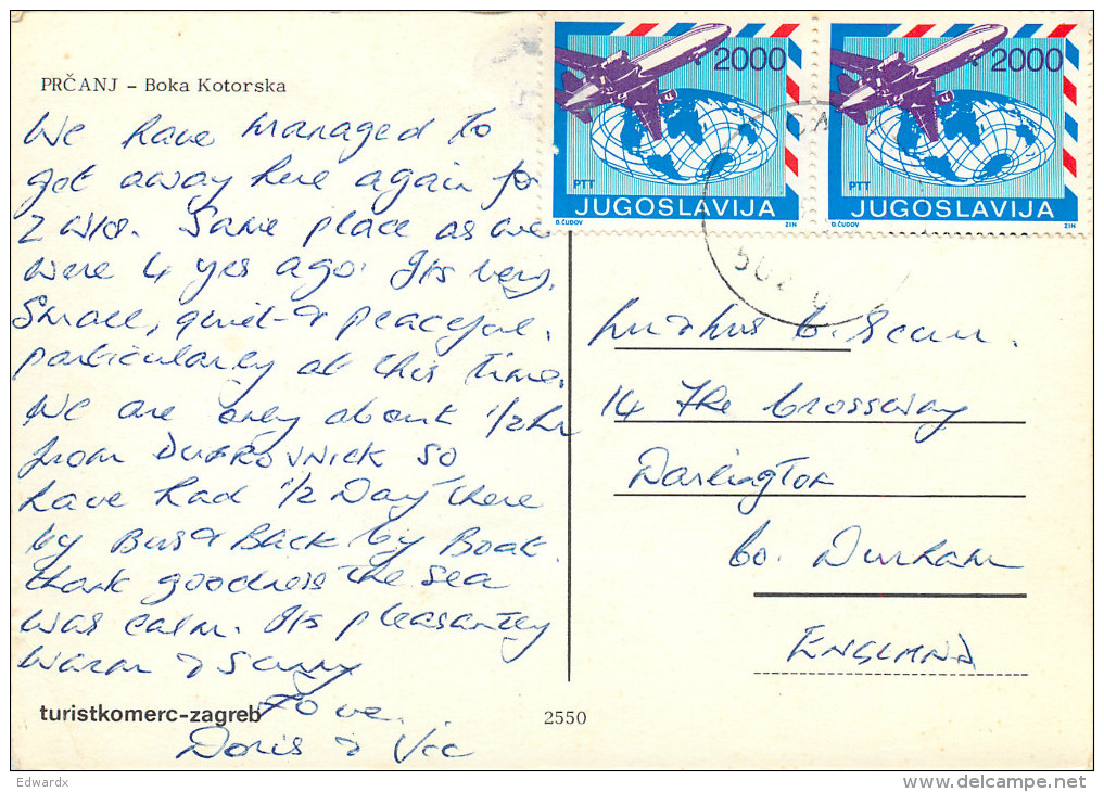 Prcanj, Montenegro  Postcard Posted 1988 Stamp - Montenegro