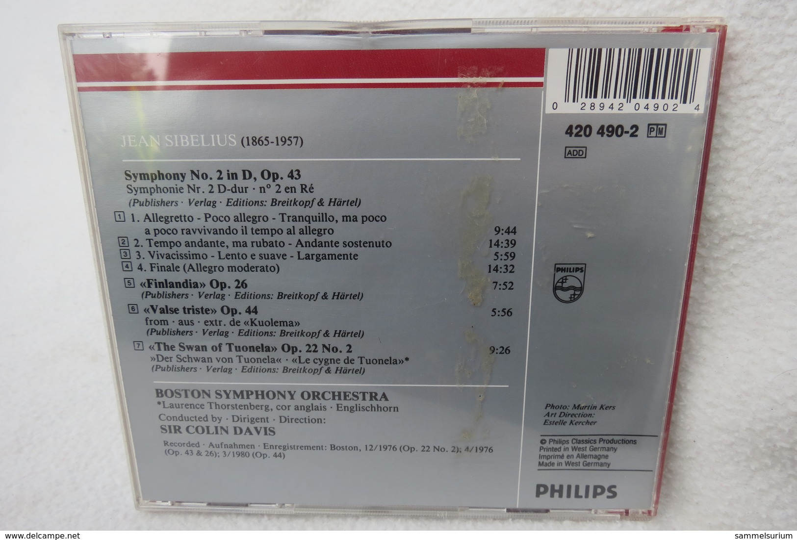 CD "Sibelius" Symphony No. 2, Boston Symphony Orchestra Sir Colin Davis - Klassik