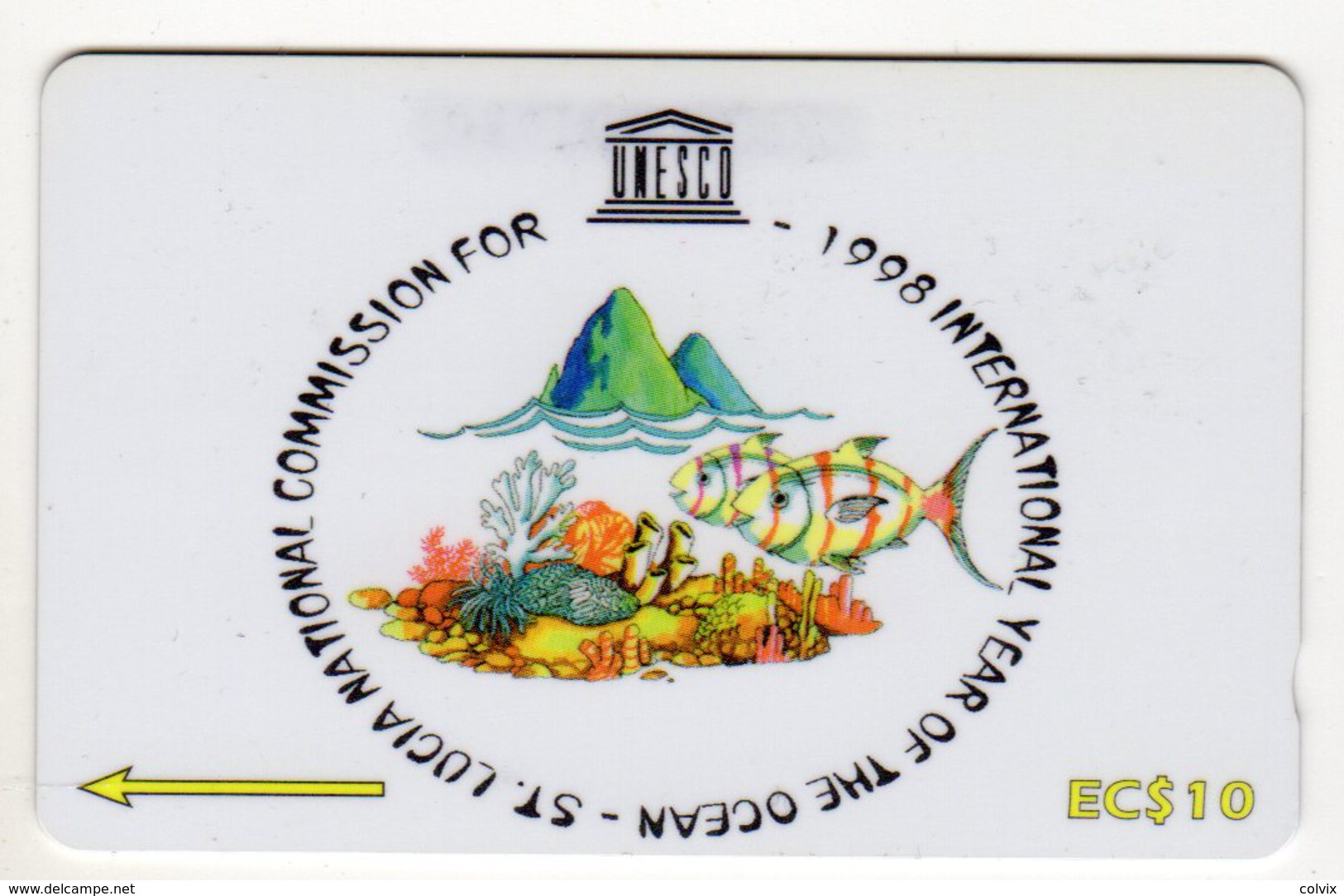 SAINTE LUCIE REF MVCARDS STL-233B CABLE & WIRELESS 10$ UNESCO Year Of The Ocean - St. Lucia