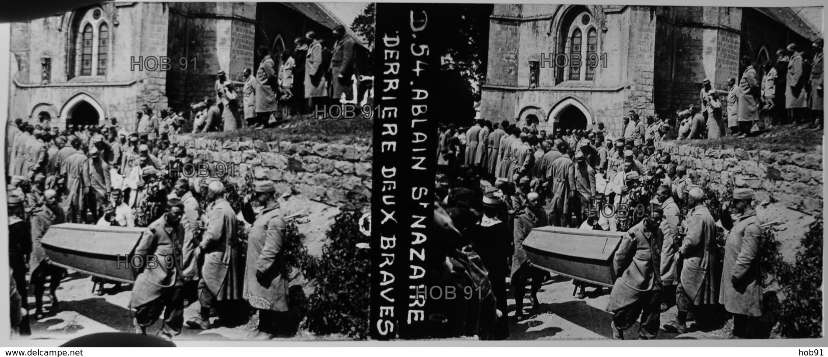 Photographie - Plaque De Verre - Guerre 14/18 - ABLAIN St NAZAIRE (62) - Enterrement Deux Soldats (B 513-1, Lot 1) - Plaques De Verre