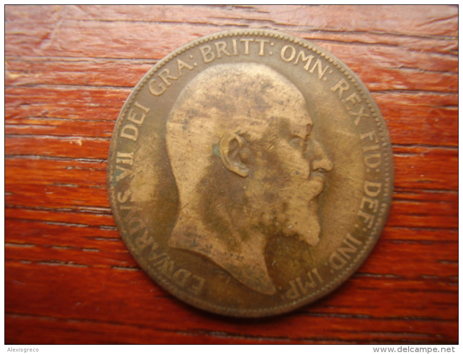 Great Britain 1906 EDWARD VII  ONE PENNY  USED POOR CONDITION.(HG41) - Other & Unclassified