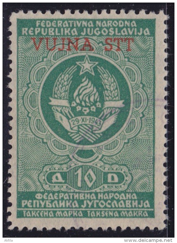 5359. Italy Slovenia VUJA (optd Red) Zone B Revenue Stamp Yugoslavia (10 D) R - Steuermarken