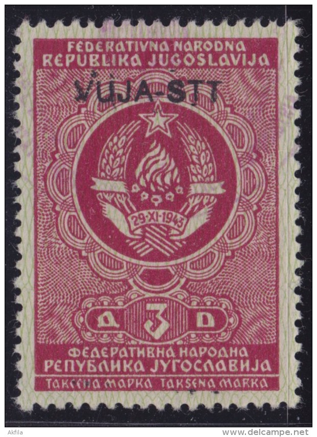 5362. Italy Slovenia VUJA Zone B Revenue Stamp Yugoslavia (3d) R - Fiscales