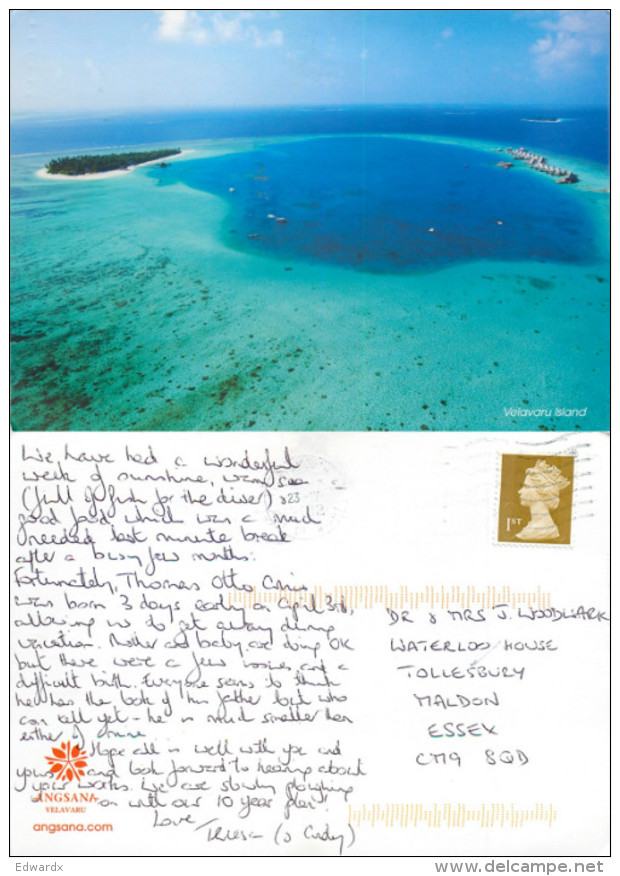 Velavaru Island, Maldives Postcard Posted 2012 Stamp - Maldives