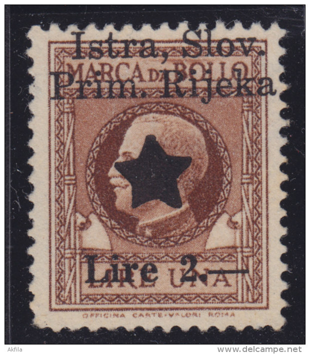 5395. Italy Slovenia Fiume Rijeka Revenue Stamp (Lire 2) - Fiume & Kupa