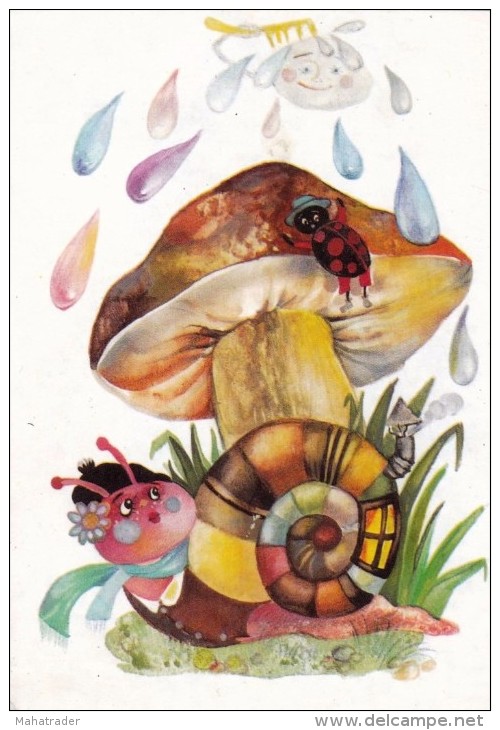 Painting By K. Izmirlieva  - Mushroom Snail - Printed 1987 - Pilze