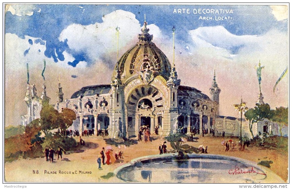 ESPOSIZIONE DI MILANO 1906 Cart Uff N° 8  Arte Decorativa Architetto Locati  Annullo Busto Arsizio - Exhibitions