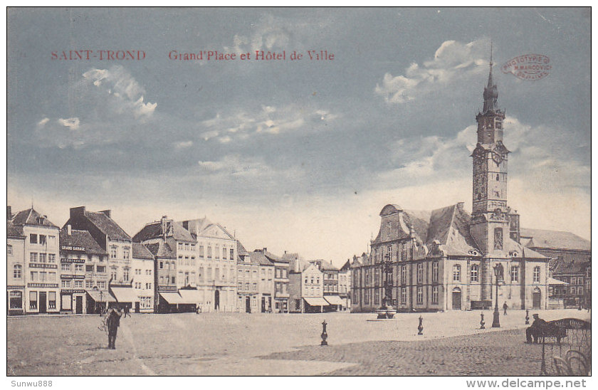 St Truiden Saint Trond - Grand'Place Et Hôtel De Ville (Marco Marcovici, Animation, Colorisée, 1914) - Sint-Truiden