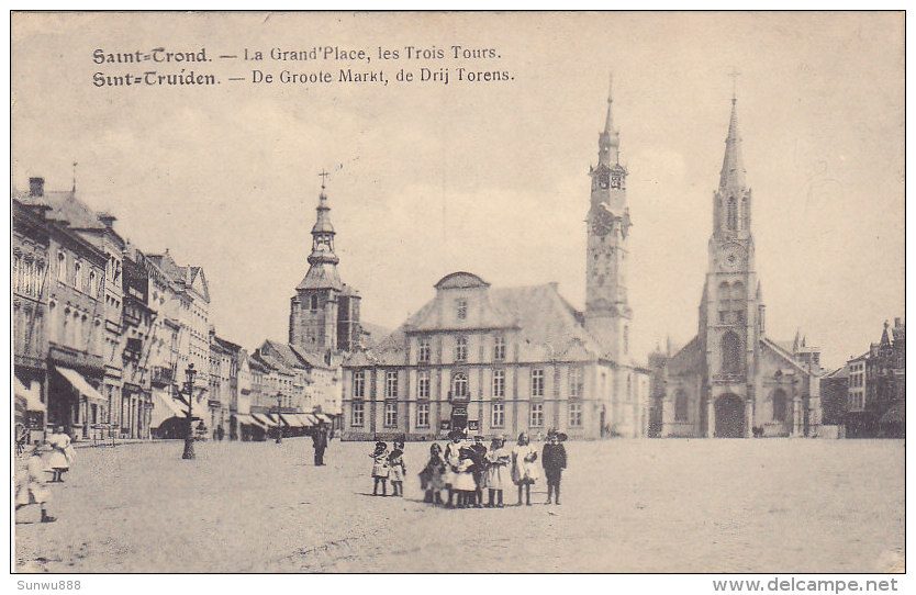 St Truiden Saint Trond - De Groote Markt, De Drij Torens - La Grand´Place, Les Trois Tours (animation, 1919) - Sint-Truiden