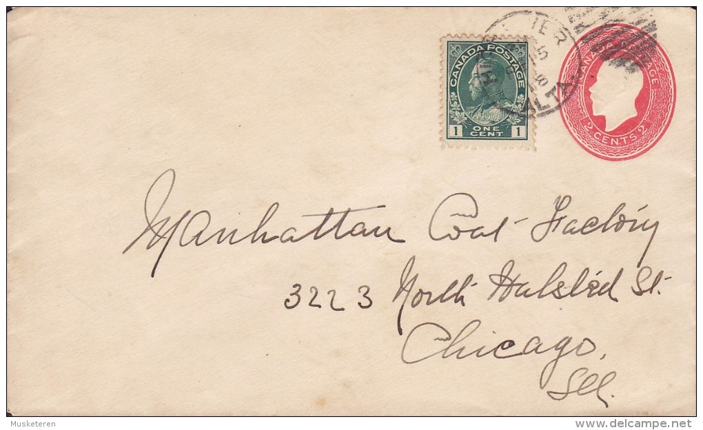 Canada Uprated Postal Stationery Ganzsache Entier 2c. George V. HIGH RIVER 1918 Cover Lettre CHICAGO USA - 1903-1954 Kings