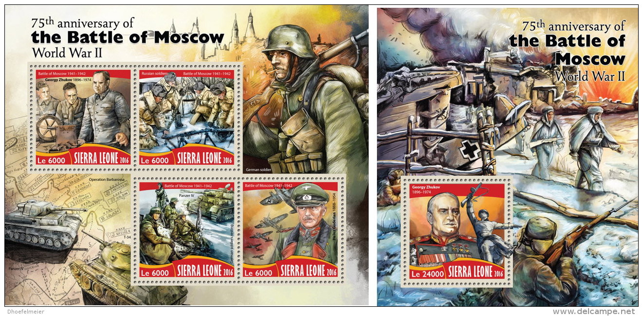 SIERRA LEONE 2016 ** Battle Of Moscow Kampf Um Moskau Bataille De Moscou M/S+S/S - OFFICIAL ISSUE - A1638 - Seconda Guerra Mondiale