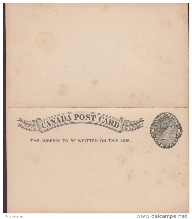 Canada Postal Stationery Ganzsache Entier 1c. Victoria W. Reply Antwort  Response Unused (2 Scans) - 1860-1899 Regering Van Victoria