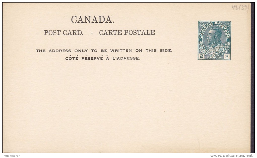 Canada Postal Stationery Ganzsache Entier 2c. George V. Unused - 1903-1954 Kings