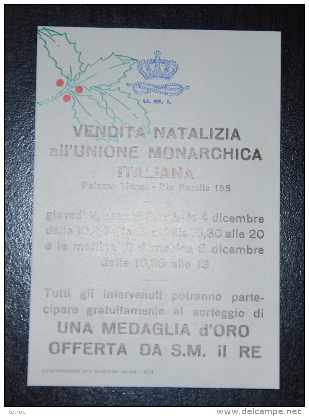 1971 - Unione Monarchica Italiana - Vendita Natalizia - Altri & Non Classificati