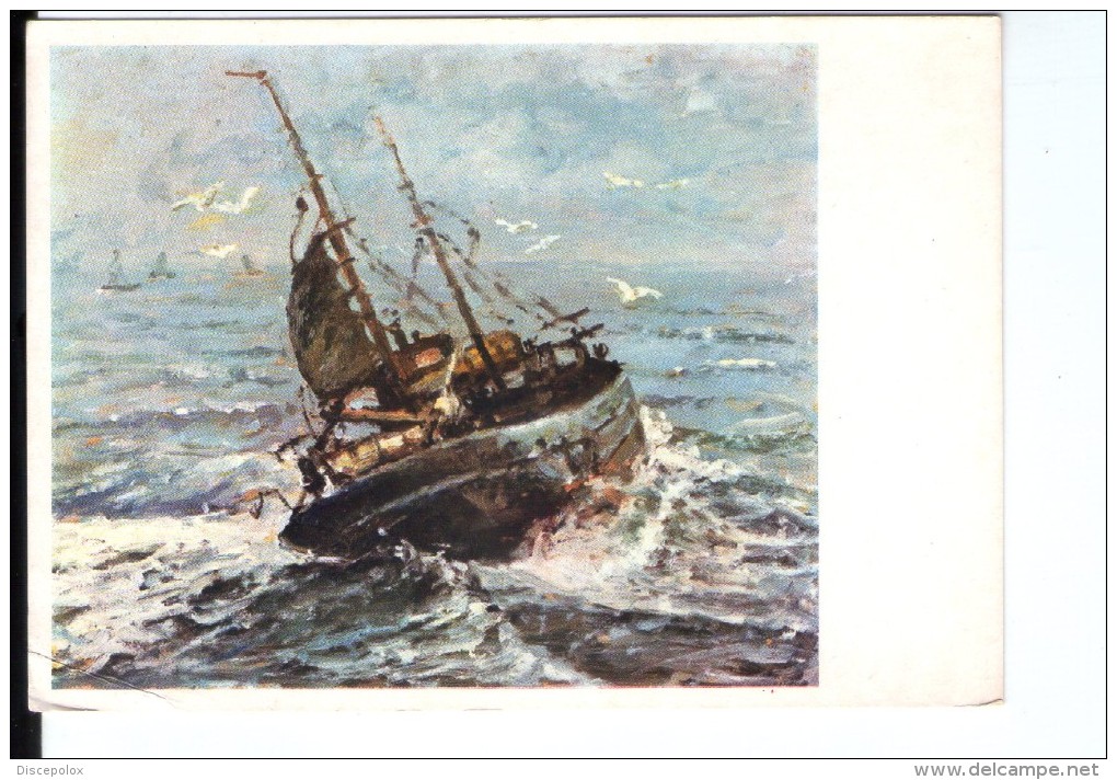 S258 Cartolina Di Pittura E Quadri: Navi Nave Ship Bateaux QUADRO DIPINTO CON IL PIEDE DA MOLEVELD - ED. SPAM N. 3319 - Altri & Non Classificati