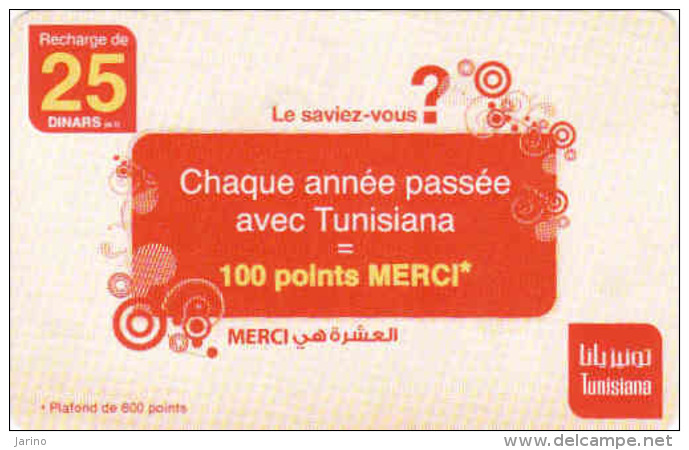 Tunisie Telecom Recharge Card 25 DT, - Tunisie