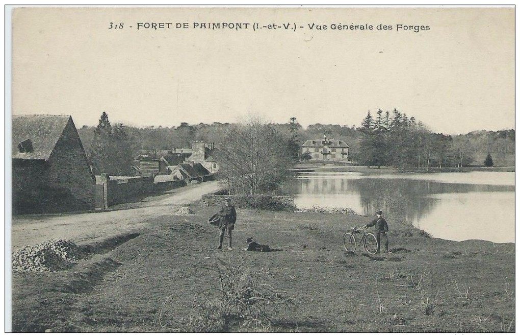 35, Ile Et Vilaine, PAIMPONT, Forêt De Paimpont, Vue Générale Des Forges,Personnages, Scan Recto-Verso - Paimpont