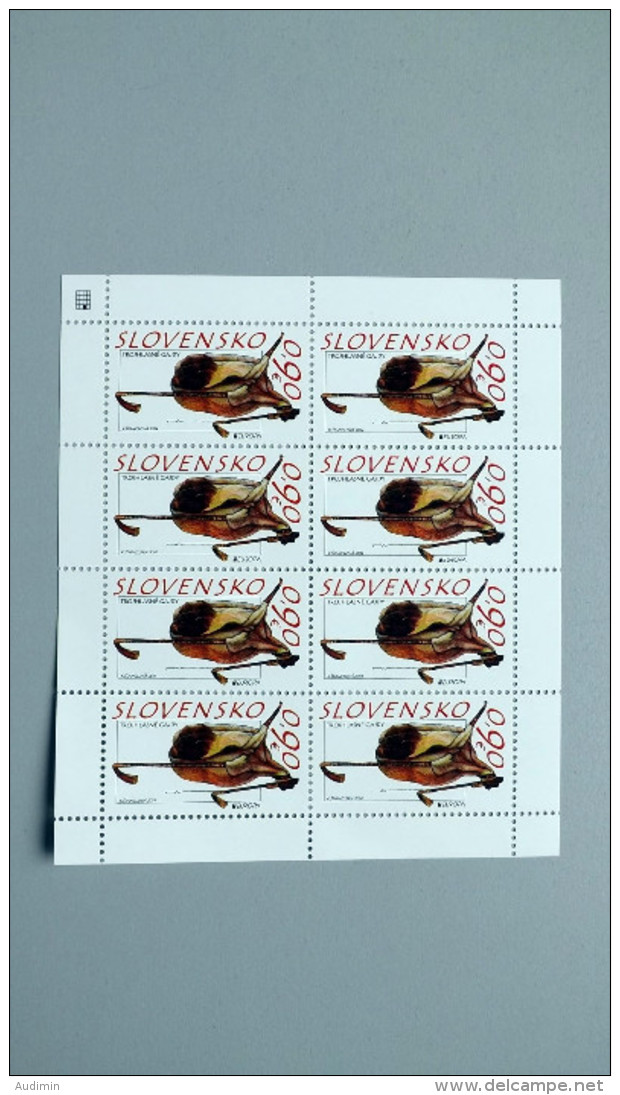 Slowakei 735 ++/mnh KB/sheet, EUROPA/CEPT 2014, Musikinstrumente, Dudelsack - Hojas Bloque