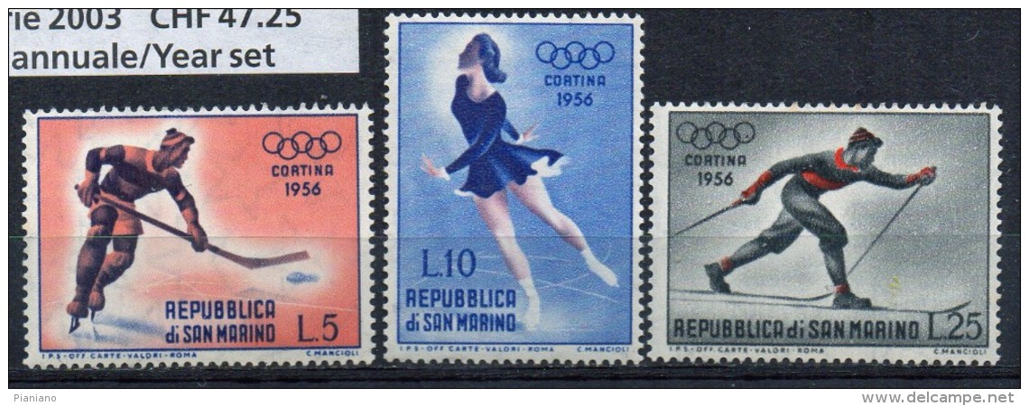 PIA - SAN  MARINO  - 1955 :  7° Giochi Olimpici Invernali Di Cortina D´ Ampezzo  -  (SAS   428-36 + P.A. 116) - Winter 1956: Cortina D'Ampezzo