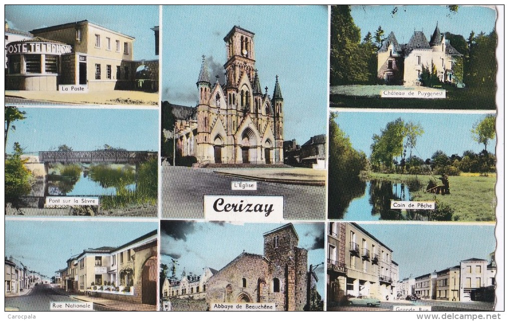 Carte 1960 CERISAY / MULTIVUES RUE POSTE CHATEAU PUYGENEST - Cerizay