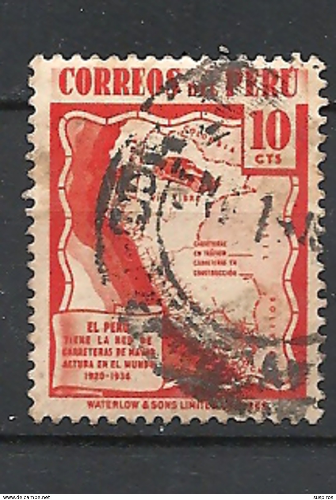 PERU    1938 Local Motives  Map    USED   Peru Has The Road Network Tallest In The World 1920-1936 - Peru