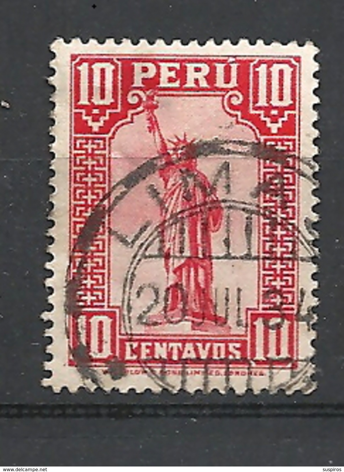 PERU    1933  STATUE OF LIBERTY NY YV 294  USED - Peru