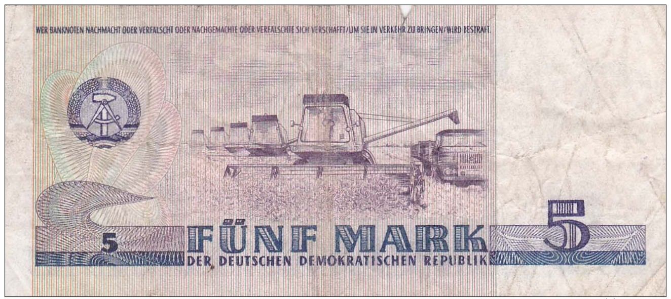 ALLEMAGNE - RDA - BILLET DE 5 MARK - 1975 - 5 Deutsche Mark