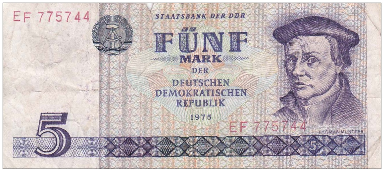 ALLEMAGNE - RDA - BILLET DE 5 MARK - 1975 - 5 Deutsche Mark