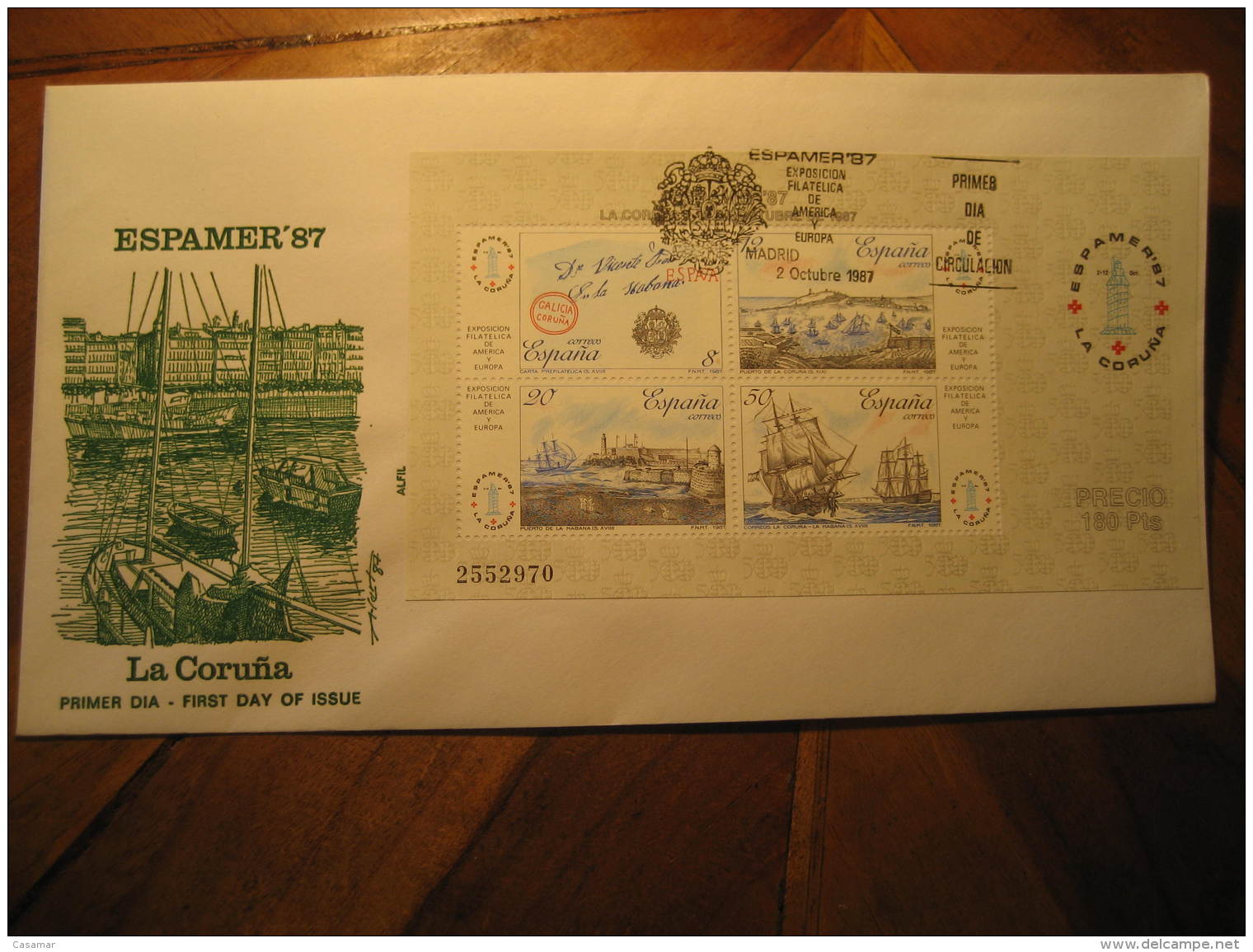 1987 Edifil 2916 Bloc ESPAMER 87 La Coru&ntilde;a Faro Phare Lighthouse Ship Ships America SPD FDC Spain - FDC