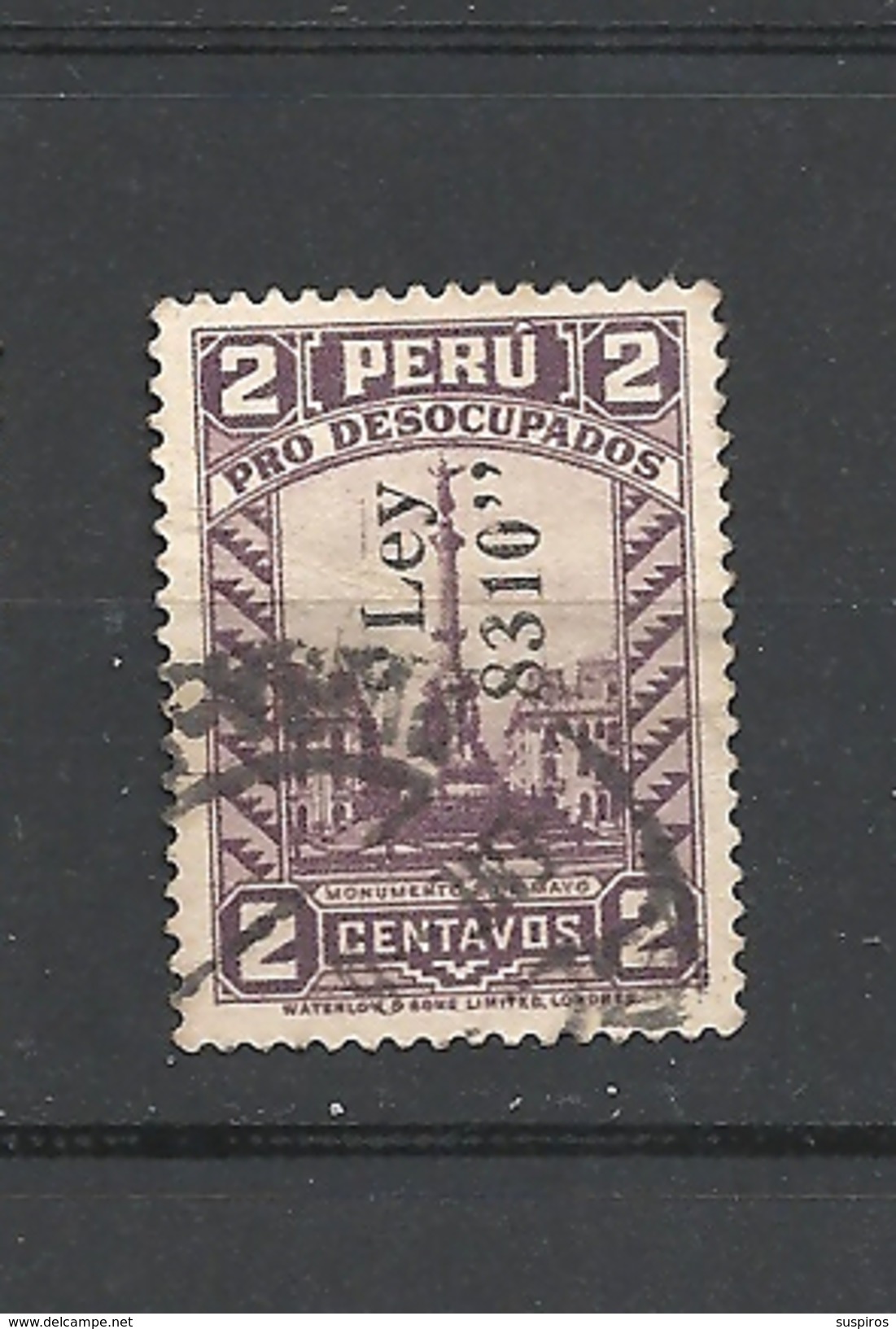 PERU   1936 PRO UNEMPLOYED  YVERT 334   USED  OVERPRINT LEY 8310 - Peru