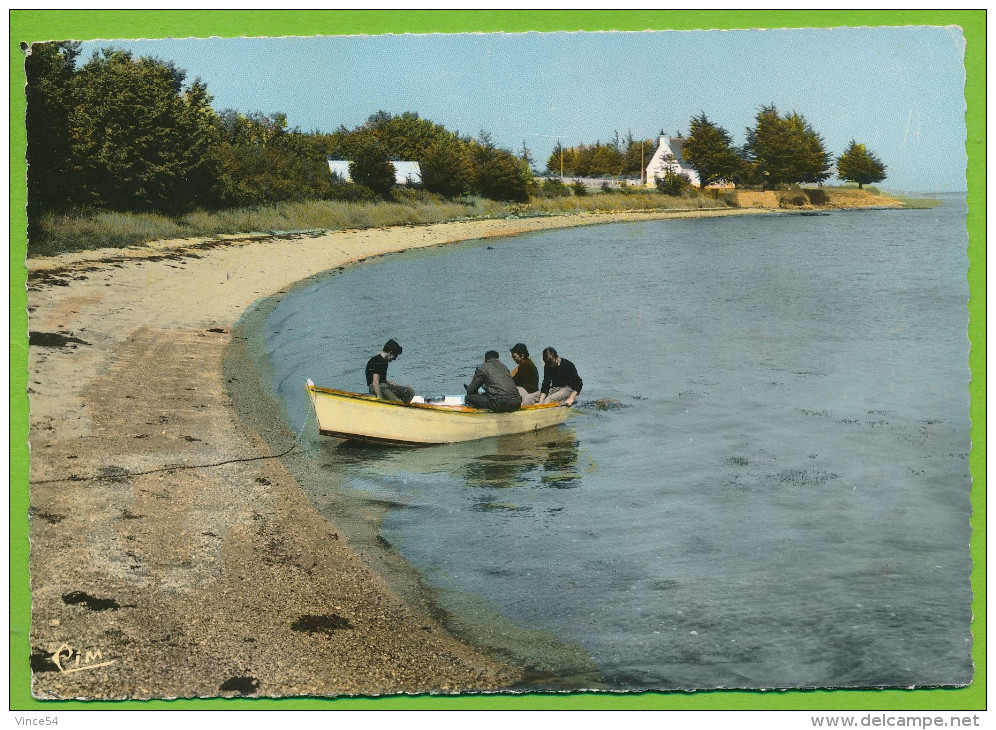 ILE D'ARZ - Plage Du Moulin (animation) Photo Véritable Colorisée Circulé 1966 - Ile D'Arz