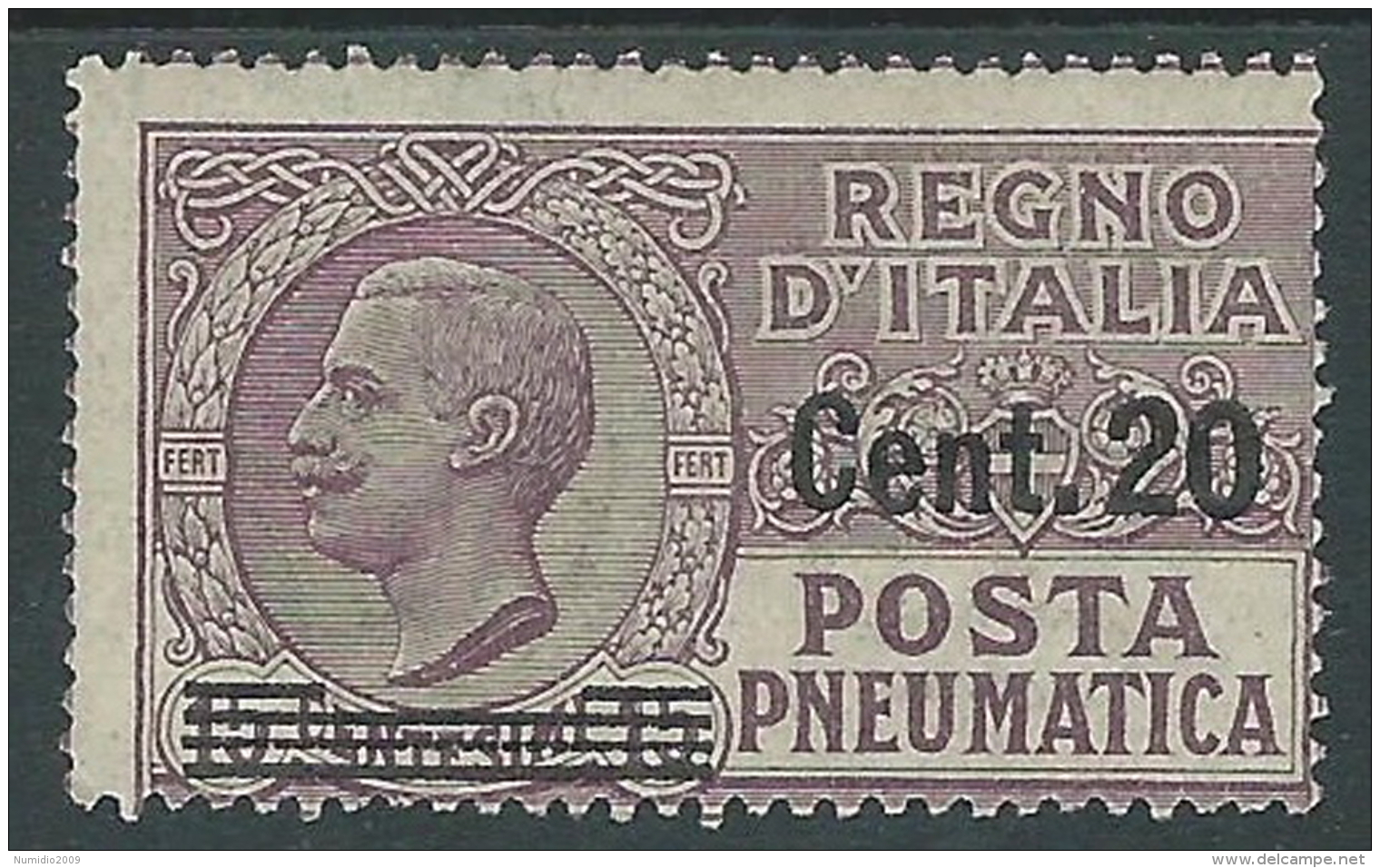 1924-25 REGNO POSTA PNEUMATICA SOPRASTAMPATO 20 SU 15 CENT MH * - CZ15-7 - Poste Pneumatique