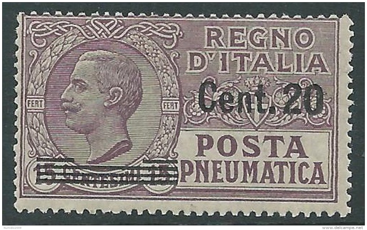 1924-25 REGNO POSTA PNEUMATICA SOPRASTAMPATO 20 SU 15 CENT MNH ** - CZ15-4 - Pneumatic Mail