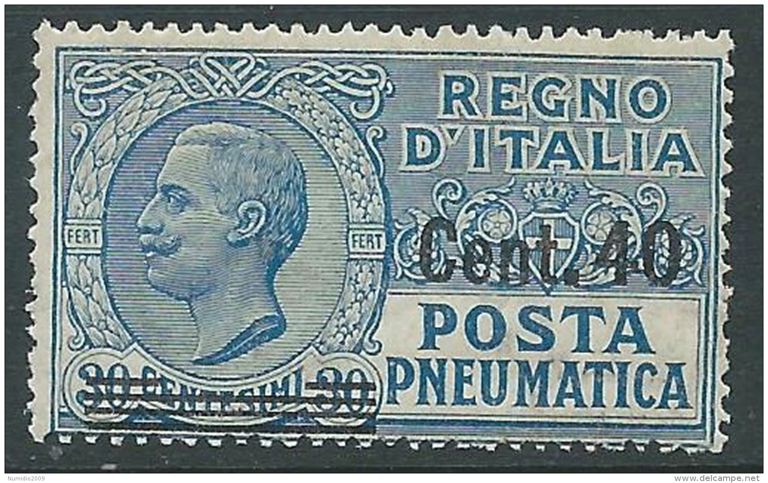 1924-25 REGNO POSTA PNEUMATICA SOPRASTAMPATO 40 SU 30 CENT MNH ** - CZ15-10 - Poste Pneumatique