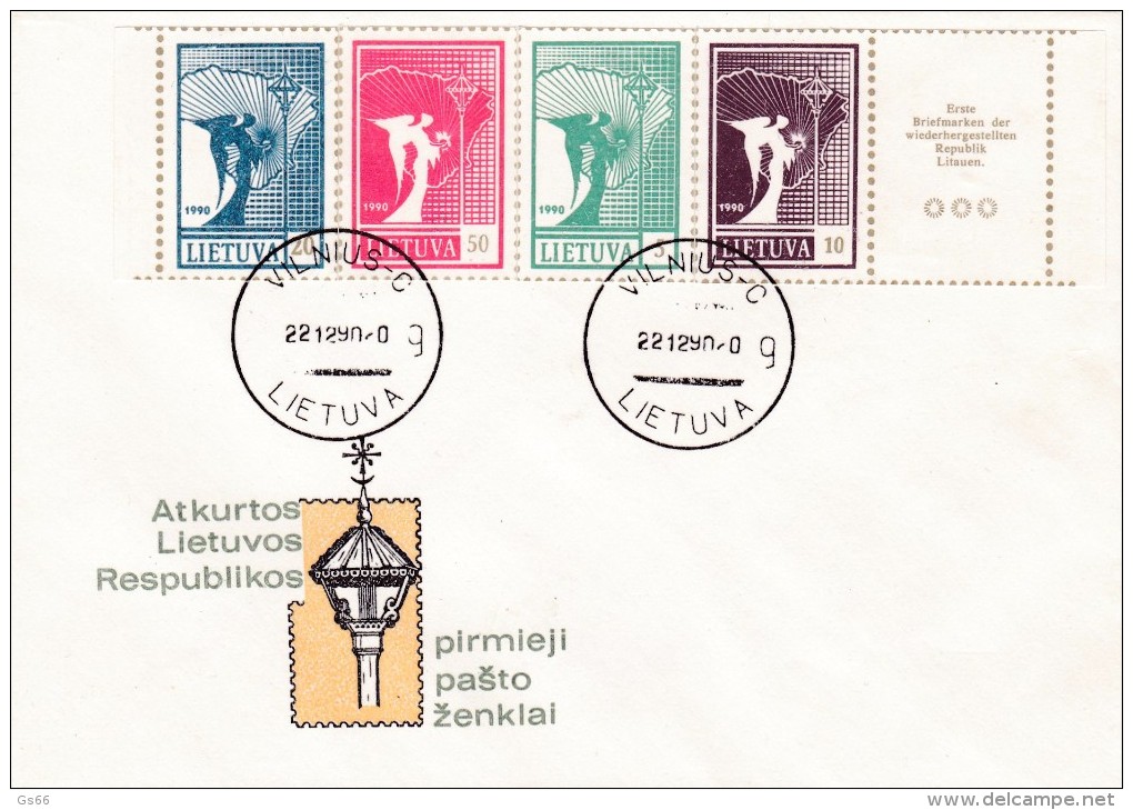 Litauen, 1990, 461/64, Freimarken: Friedensengel, FDC - Lituania
