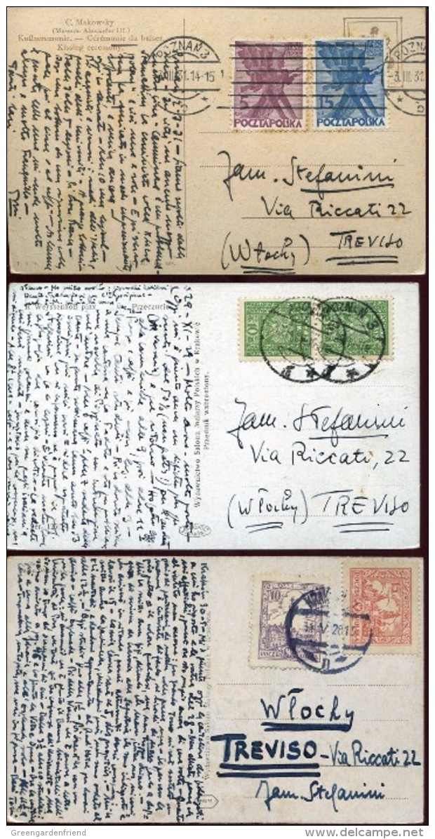 14059 Poland,  3 Cards Circuled  1928-1931 - Briefe U. Dokumente