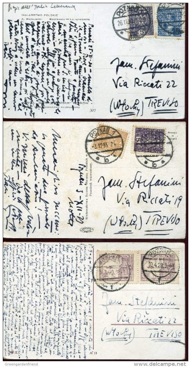 14061 Poland,  3 Cards Circuled  1928-1931 - Briefe U. Dokumente