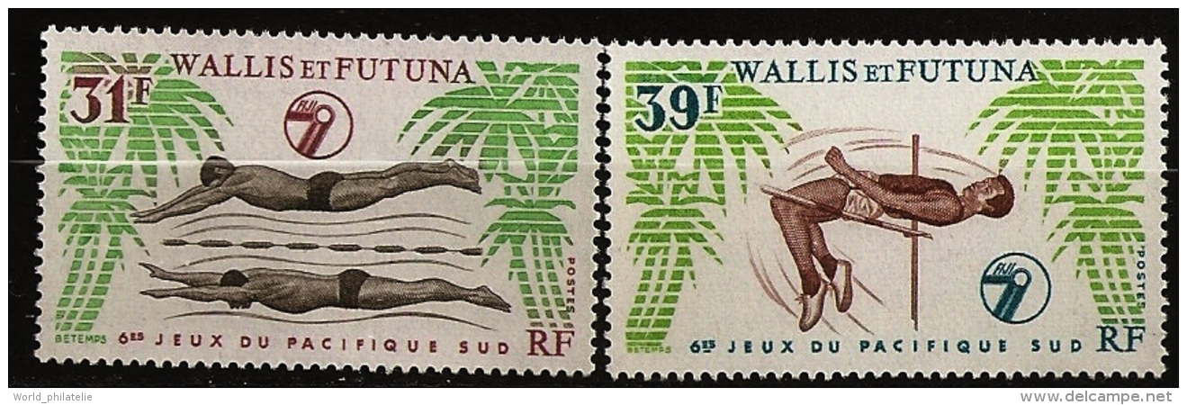 Wallis & Futuna 1979 N° 243 / 4 ** Sport, Jeux Du Pacifique-Sud, Natation, Nage, Athlétisme, Saut En Hauteur, Palmier - Unused Stamps