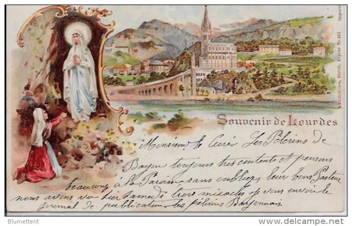 CPA France Circulé Gruss Ou Type GRUSS Litho LOURDES 64 Circulé En 1899 - Autres & Non Classés