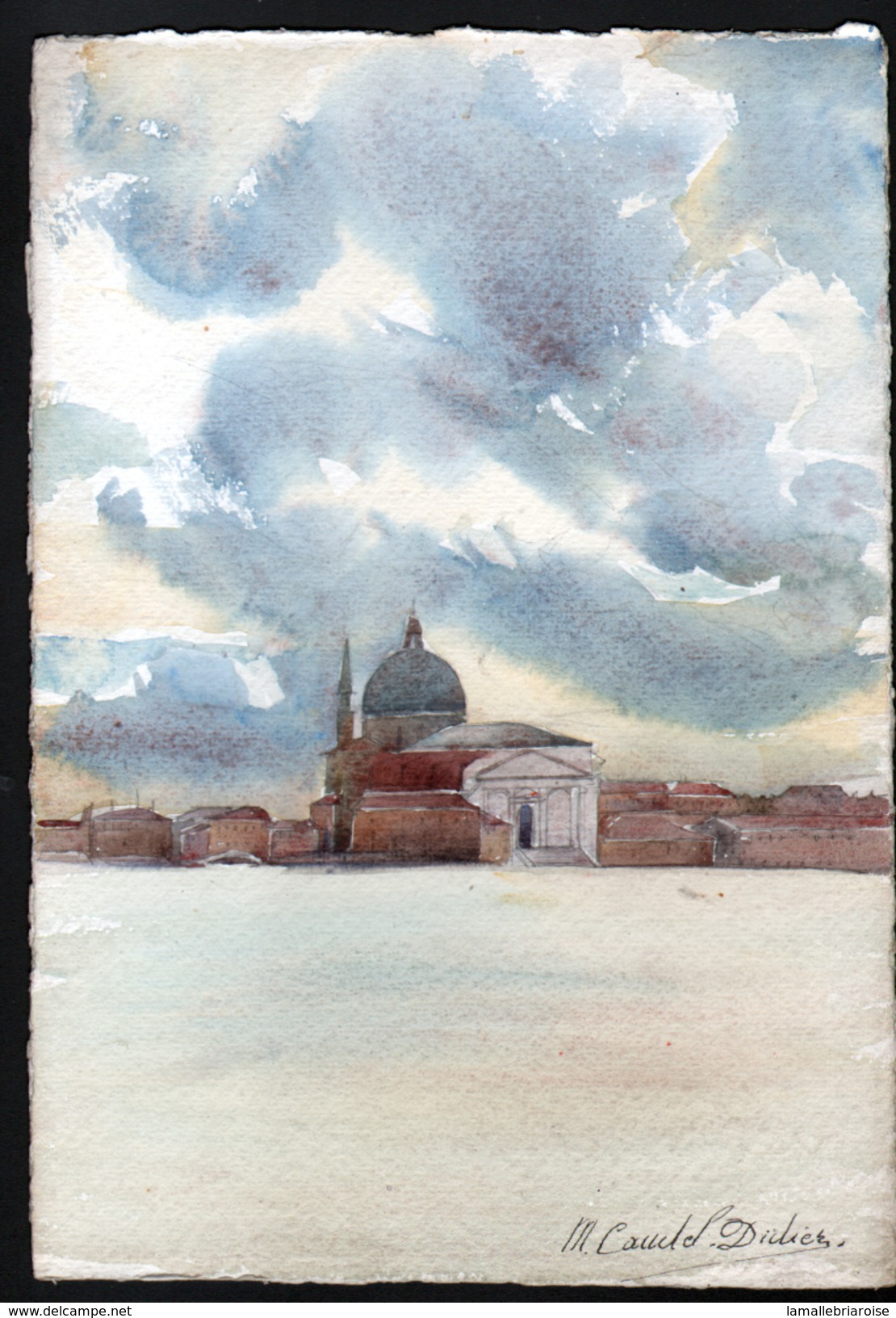 AQUARELLE 193 X 280 Mm, ARTISTE: MATHILDE CAUDEL DIDIER ( BENEZIT ), VENISE ( ITALIE ) LE REDEMPTEUR, 1909 - Aquarelles