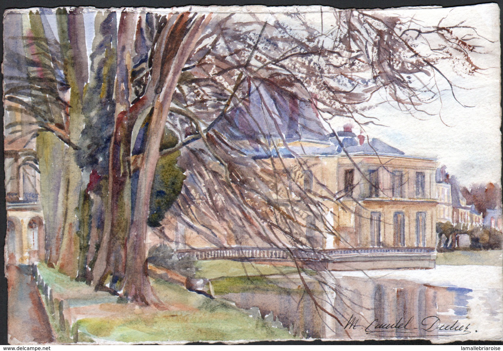 AQUARELLE 193 X 280 Mm, ARTISTE: MATHILDE CAUDEL DIDIER ( BENEZIT ), FONTAINEBLEAU ( SEINE ET MARNE ), 1927 - Aquarelles