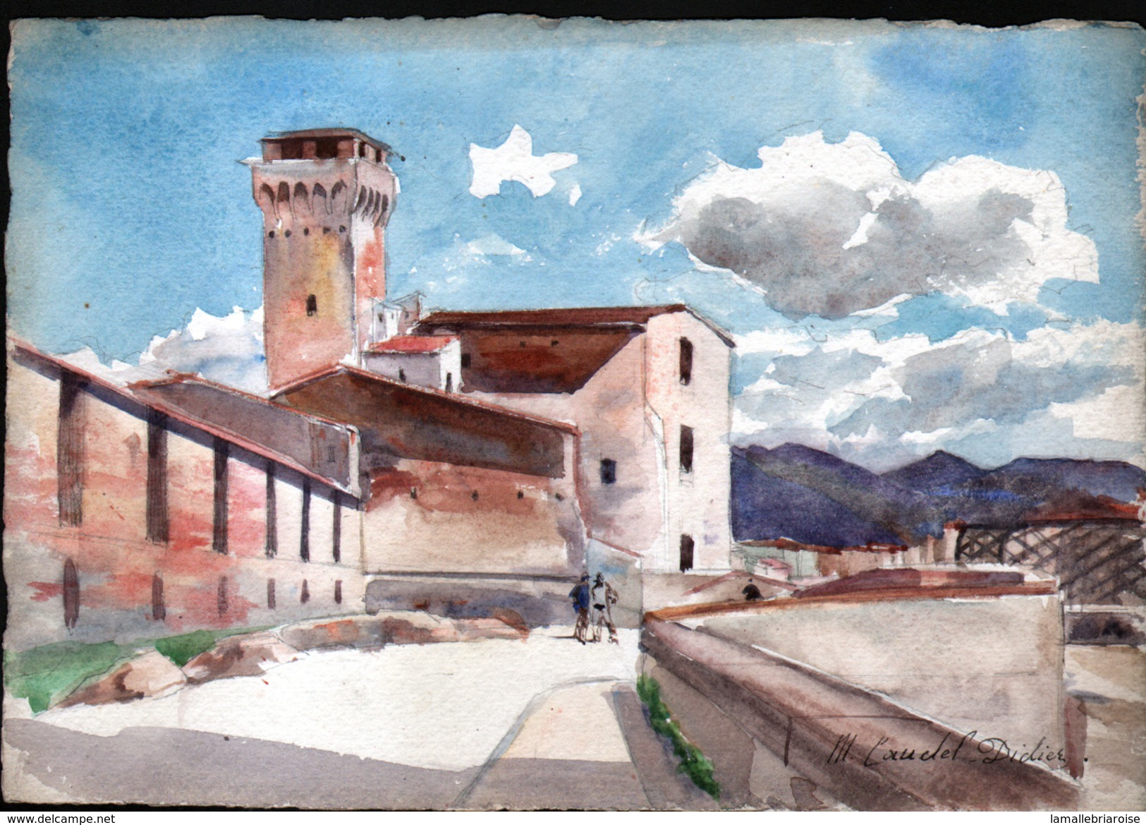 AQUARELLE 193 X 280 Mm, ARTISTE: MATHILDE CAUDEL DIDIER ( BENEZIT ), PISE ( ITALIE ), 1904 - Aquarelles