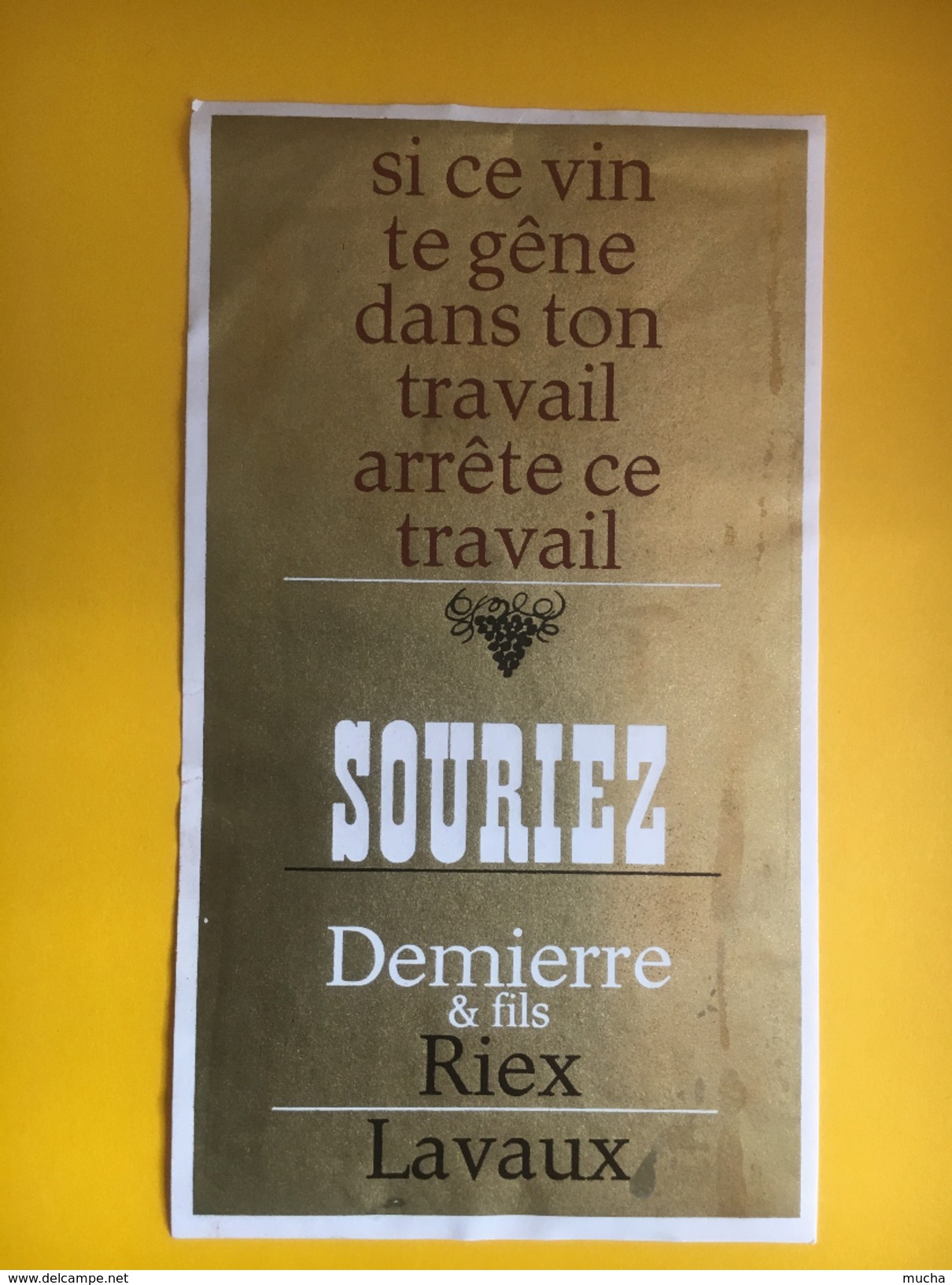 2055 - Suisse Vaud Si Ce Vin Te Gêne Dans Ton Travail Arrête Ce Travail Souriez (Riex Lavaux) - Umorismo