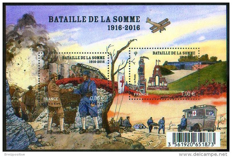 France 2016 - Bataille De La Somme, 1916, 1ere Guerre Mondiale / Battle Of The Somme, World War I - MNH - Guerre Mondiale (Première)