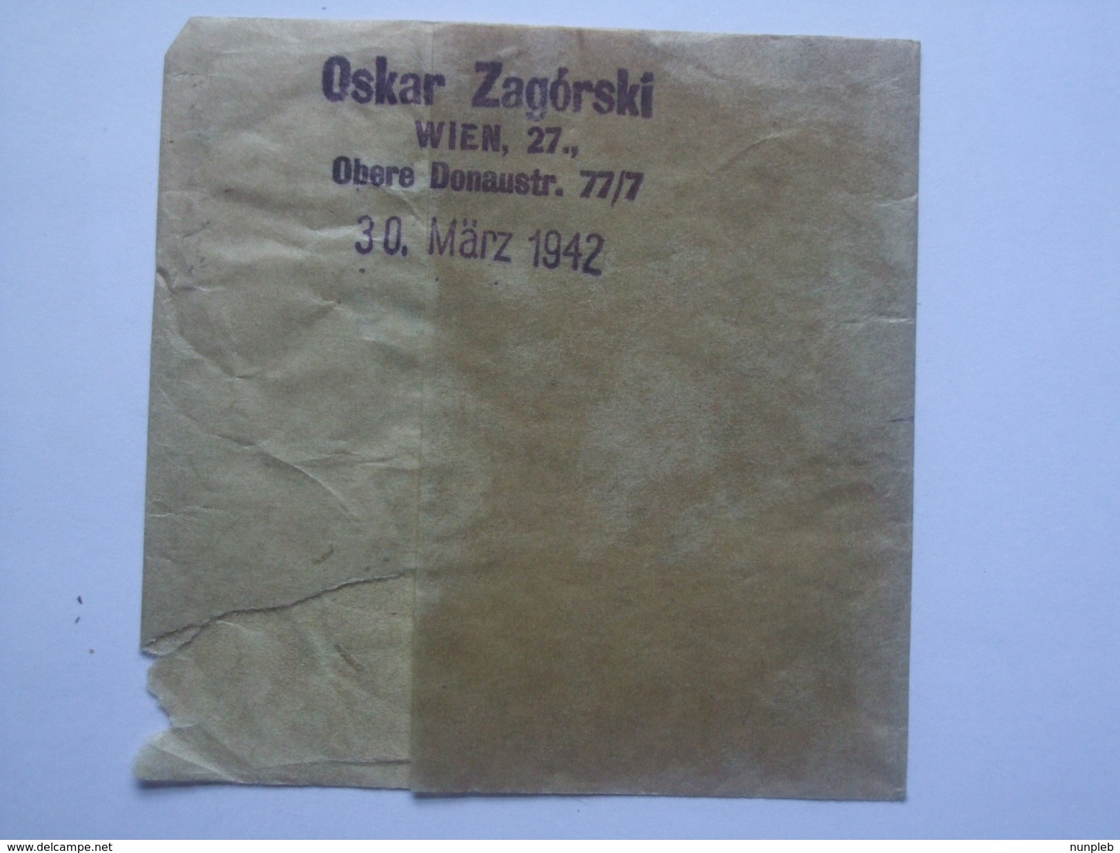 GERMANY 1943 NEWSPAPER WRAPPER WITH 6PF MESSESTADT WIEN VIENNA FAIR STAMP POSTMARKED WIEN `OSKAR ZAGORSKI` - Briefe U. Dokumente