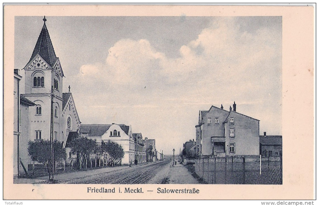 FRIEDLAND Mecklenburg Salower Strasse Kirche Ungelaufen Rückseitig Beschrieben - Neubrandenburg