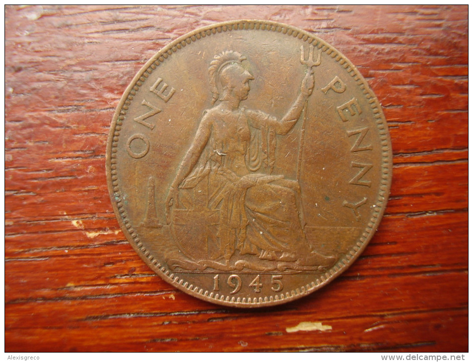 Great Britain 1945 GEORGE VI  ONE PENNY  USED FAIR CONDITION.(HG37) - Other & Unclassified