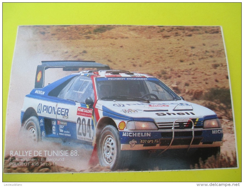 Automobile/PEUGEOT/Rallye De Tunisie 88/ Vatanen 405 Turbo 16// 1988         ACOL92 - Adesivi