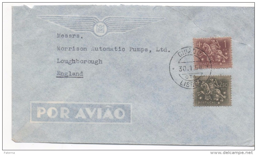 3079  Carta Aérea, Portugal  Lisboa,  C.T.T  1954 - Lettres & Documents